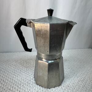 Coffee Pot Espresso Maker Marimba ABC CRUSINALLO Italy 8" Aluminum Shows Wear